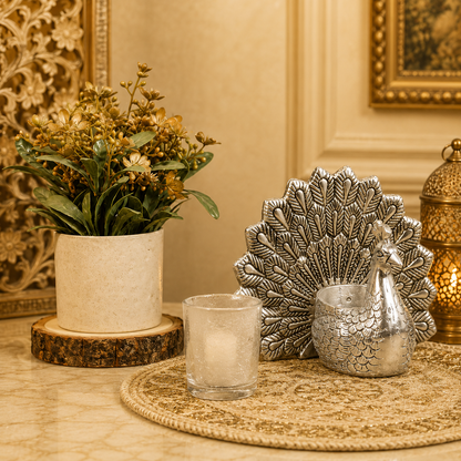 Handcrafted Metal Peacock Tealight Candle Holder | Decorative Peacock Candle Stand for Home Decor, Living Room, Diwali, Wedding Table Centerpiece & Housewarming Gift