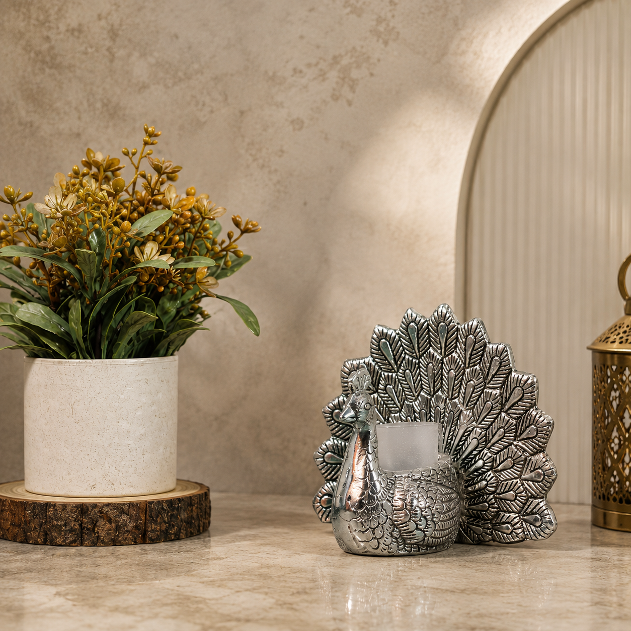 Handcrafted Metal Peacock Tealight Candle Holder | Decorative Peacock Candle Stand for Home Decor, Living Room, Diwali, Wedding Table Centerpiece & Housewarming Gift