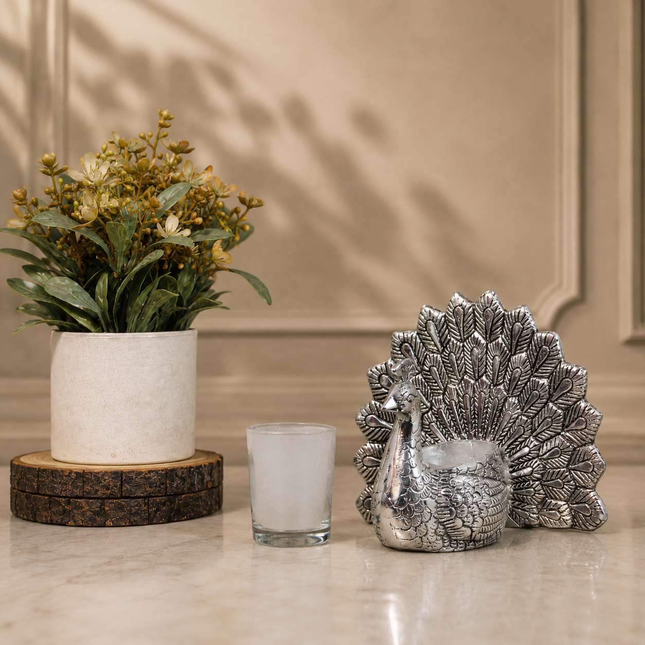 Handcrafted Metal Peacock Tealight Candle Holder | Decorative Peacock Candle Stand for Home Decor, Living Room, Diwali, Wedding Table Centerpiece & Housewarming Gift