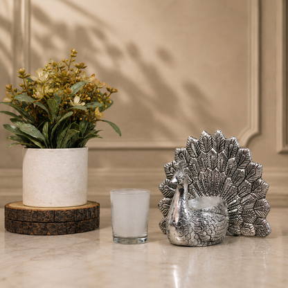 Handcrafted Metal Peacock Tealight Candle Holder | Decorative Peacock Candle Stand for Home Decor, Living Room, Diwali, Wedding Table Centerpiece & Housewarming Gift