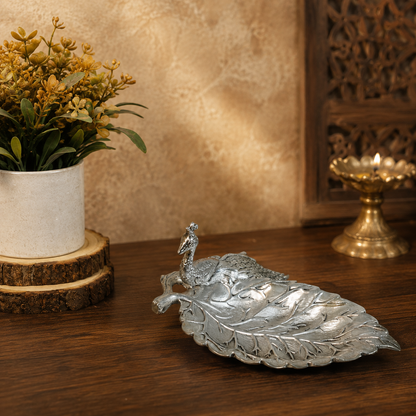 Handcrafted Metal Peacock Decorative Bowl | Elegant Trinket Dish, Dry Fruit Serving Bowl, Jewelry Holder, Candy Dish, Home Decor, Housewarming & Festival Gift