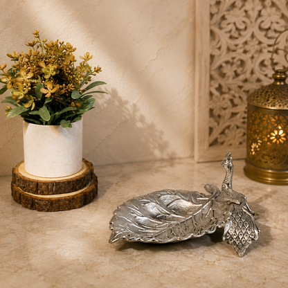 Handcrafted Metal Peacock Decorative Bowl | Elegant Trinket Dish, Dry Fruit Serving Bowl, Jewelry Holder, Candy Dish, Home Decor, Housewarming & Festival Gift