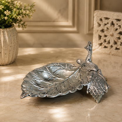 Handcrafted Metal Peacock Decorative Bowl | Elegant Trinket Dish, Dry Fruit Serving Bowl, Jewelry Holder, Candy Dish, Home Decor, Housewarming & Festival Gift