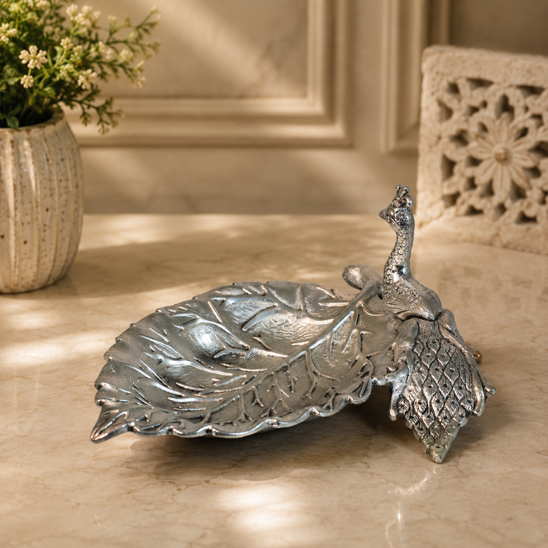 Handcrafted Metal Peacock Decorative Bowl | Elegant Trinket Dish, Dry Fruit Serving Bowl, Jewelry Holder, Candy Dish, Home Decor, Housewarming & Festival Gift