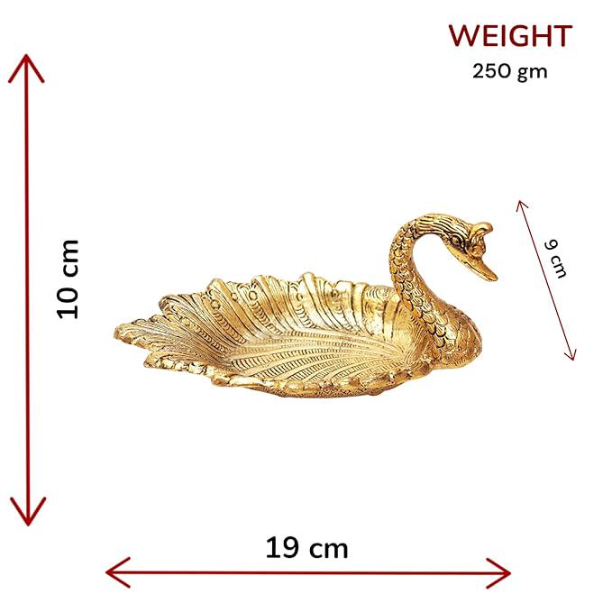 Vintage Metal Swan Bowl | Golden Trinket Dish, Indian Decor