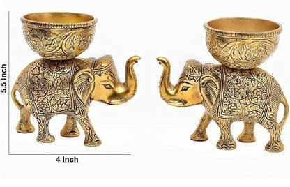 Metal Elephant Bowl Set | Indian Festive Table Decor