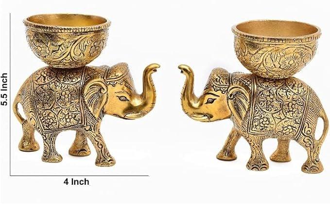 Metal Elephant Bowl Set | Indian Festive Table Decor