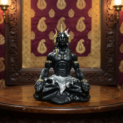 Meditating Lord Shiva Resin Statue, Mahadev Idol, Yoga Figurine, Spiritual Home Decor