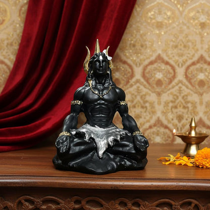 Meditating Lord Shiva Resin Statue, Mahadev Idol, Yoga Figurine, Spiritual Home Decor