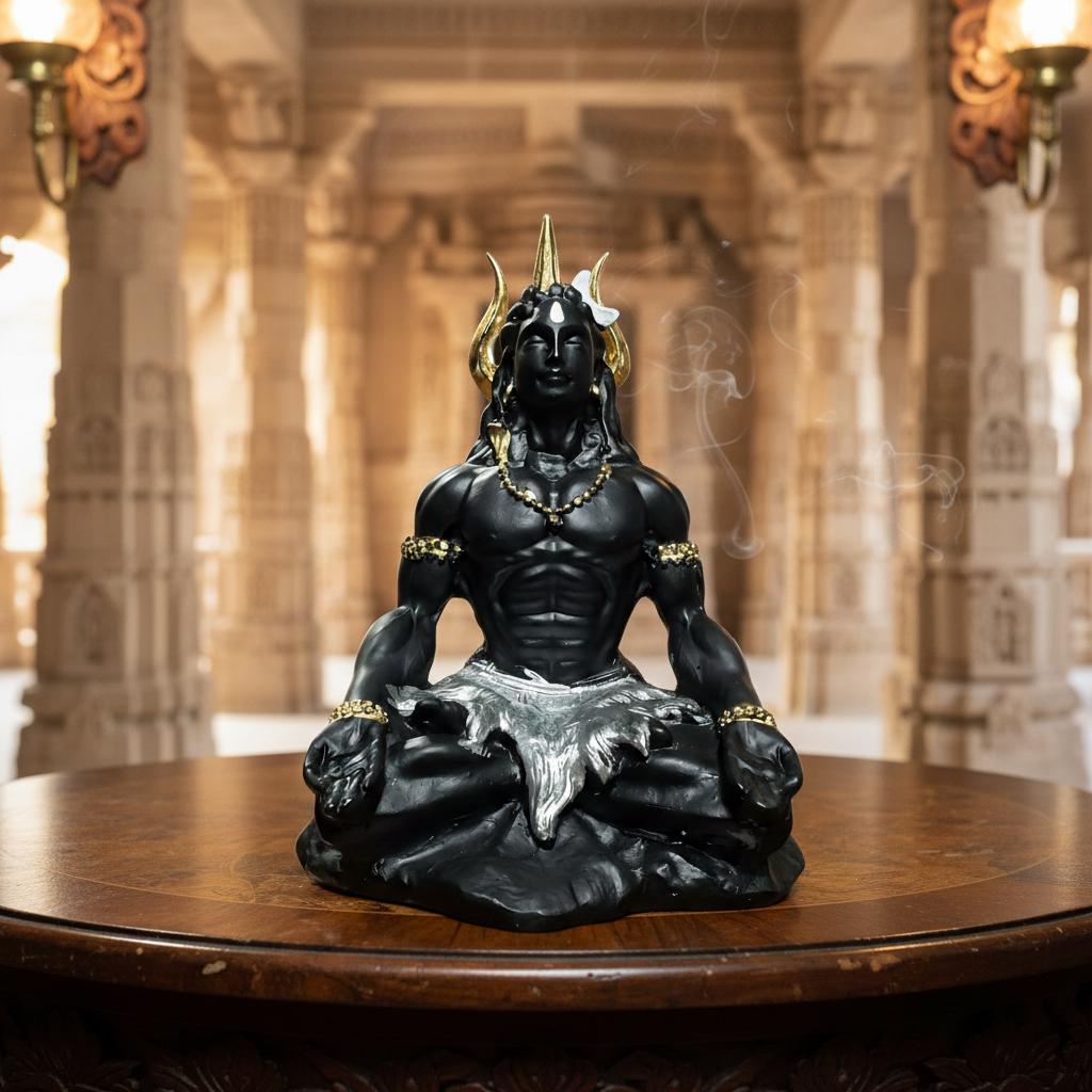 Meditating Lord Shiva Resin Statue, Mahadev Idol, Yoga Figurine, Spiritual Home Decor