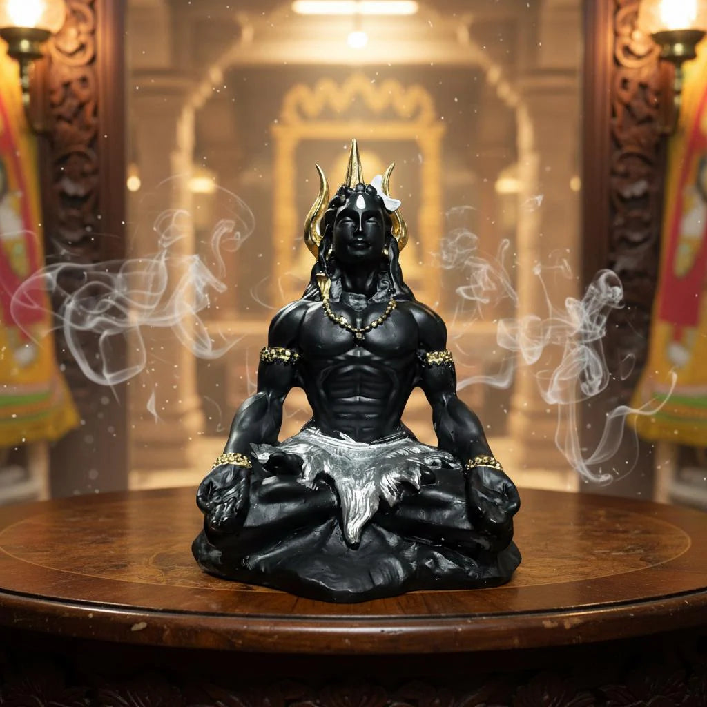 Meditating Lord Shiva Resin Statue, Mahadev Idol, Yoga Figurine, Spiritual Home Decor