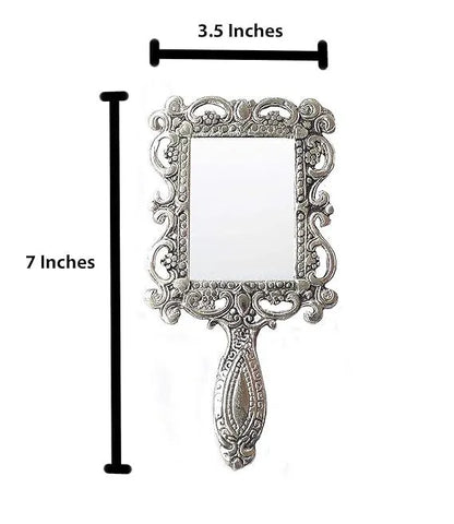 German Silver Ornate Mirror Stand | Handcrafted Tabletop Vanity Mirror