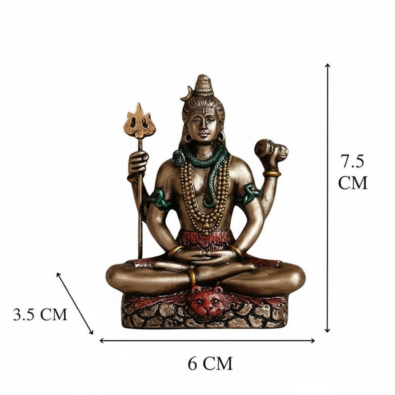 Meditating Lord Shiva Resin Statue, Antique Finish Spiritual Idol, Home Temple Decor