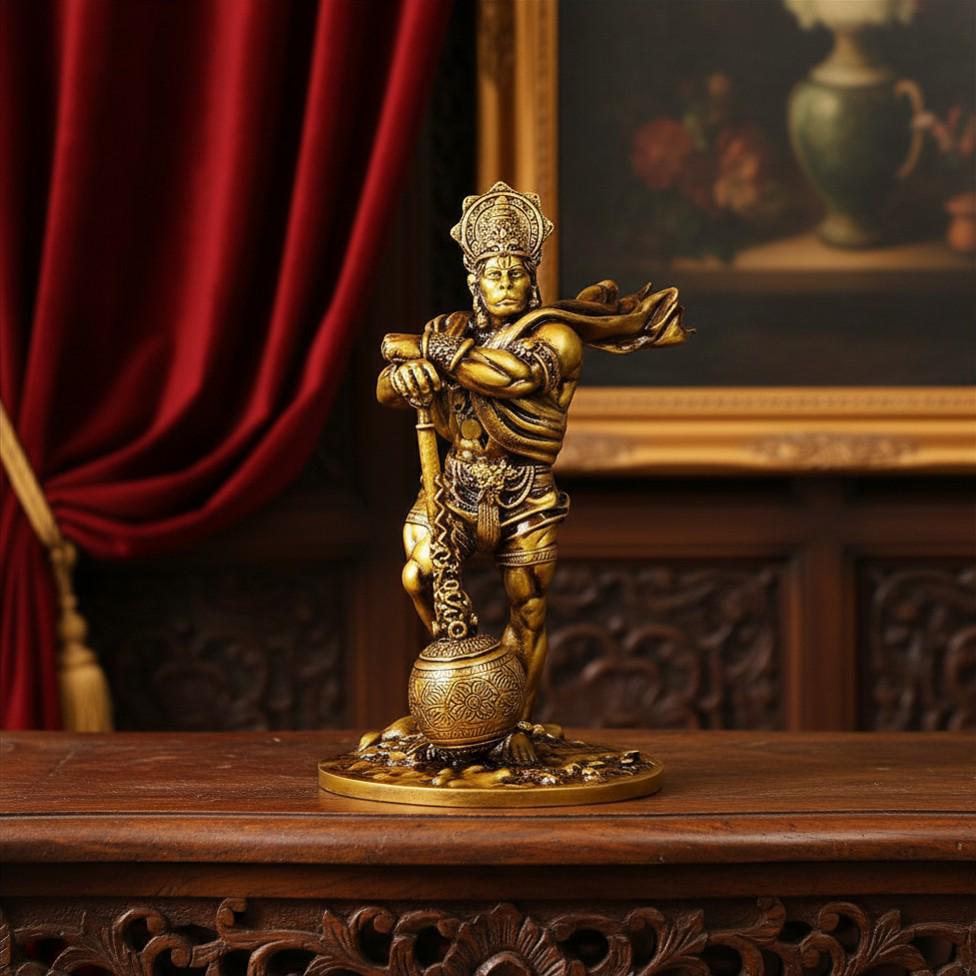 Handcrafted Resin Hanuman Statue Traditional Bajrangbali Idol for Home Temple Decor Gift