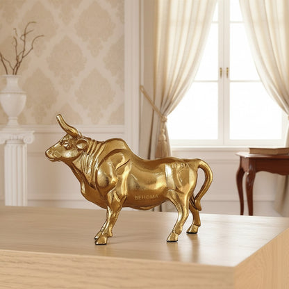 BEHOMA Aluminium Bull Decorative Figurine Showpiece with Gift Box | Elegant Modern Tabletop Art Showpiece for Living Room, Office, Bedroom, Shelf Display | Premium Home Decor Accent