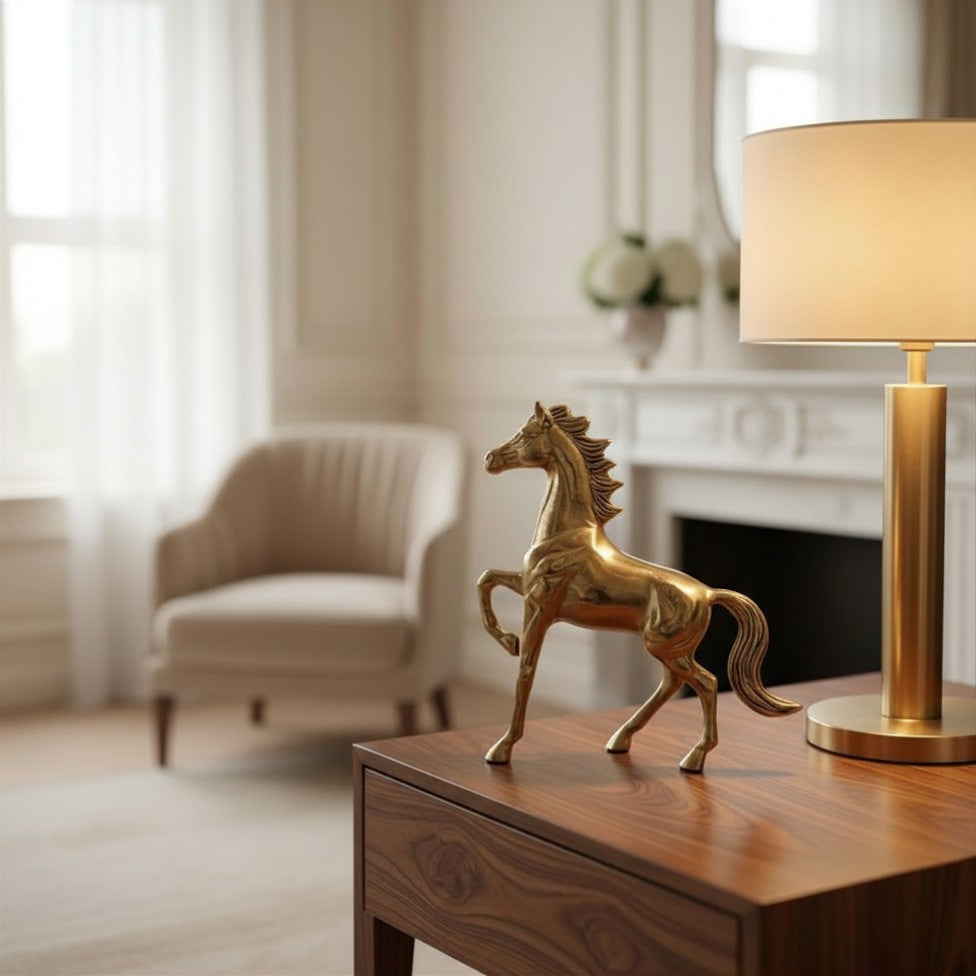BEHOMA Aluminium Horse Decorative Figurine Showpiece with Gift Box | Elegant Modern Tabletop Art Showpiece for Living Room, Office, Bedroom, Shelf Display | Premium Home Decor Accent