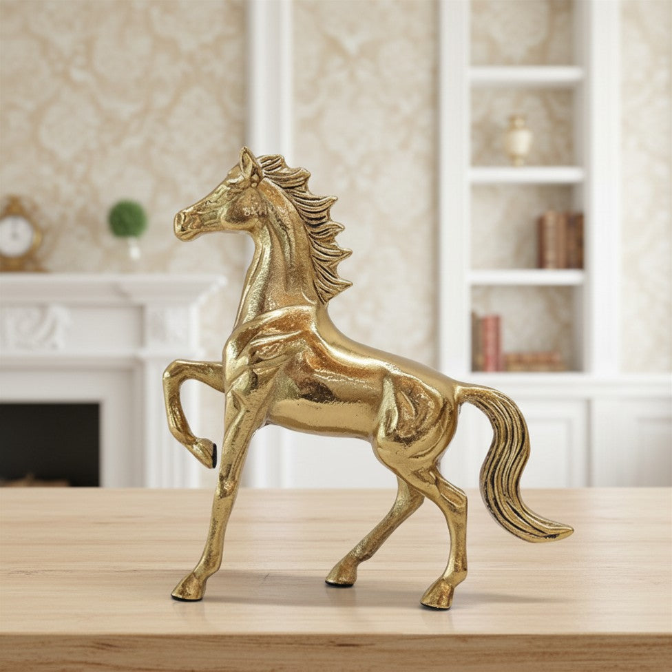BEHOMA Aluminium Horse Decorative Figurine Showpiece with Gift Box | Elegant Modern Tabletop Art Showpiece for Living Room, Office, Bedroom, Shelf Display | Premium Home Decor Accent