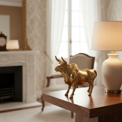 BEHOMA Aluminium Bull Decorative Figurine Showpiece with Gift Box | Elegant Modern Tabletop Art Showpiece for Living Room, Office, Bedroom, Shelf Display | Premium Home Decor Accent