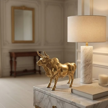 BEHOMA Aluminium Bull Decorative Figurine Showpiece with Gift Box | Elegant Modern Tabletop Art Showpiece for Living Room, Office, Bedroom, Shelf Display | Premium Home Decor Accent