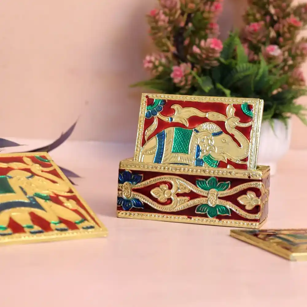 Golden Meenakari Coster